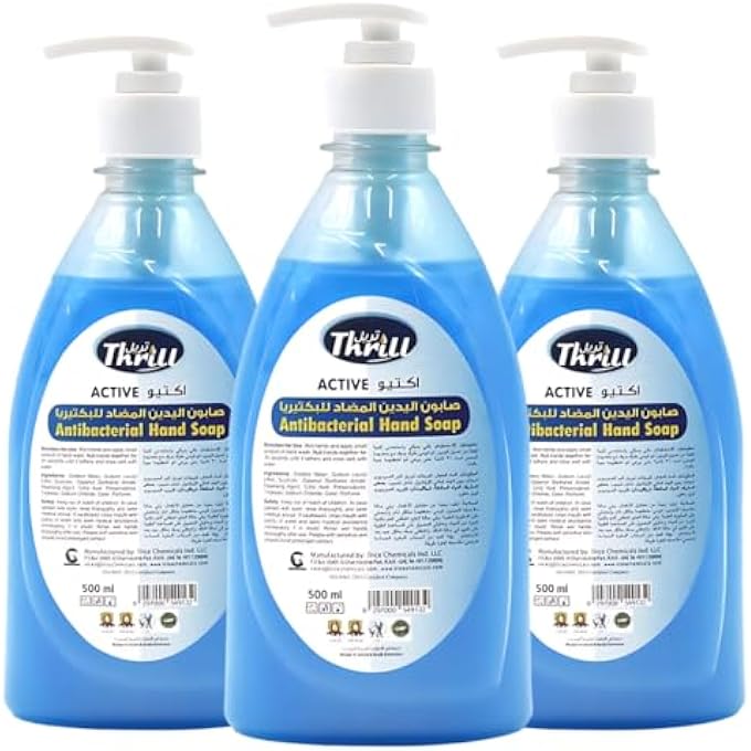 Thrill 3-PIECE ANTIBACTERIAL HAND SOAP 500 ML  GERM PROTECTION, MOISTURIZING, FRESH SCENT  FAMILY HAND WASH FOR KITCHEN, BATHROOM & OFFICE - Image 1